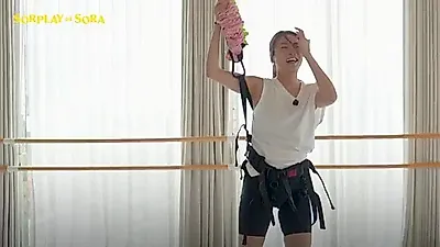 "날다람쥐가 된 기분" 강소라, 공중 점프하는 번지 피트니스 도전기